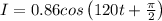 I=0.86 cos \left (120 t + \frac{\pi}{2}  \right )