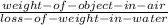 \frac{weight-of-object-in-air}{loss-of-weight-in-water}