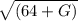 \sqrt{( 64 + G )}
