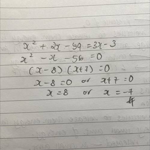 What is the answer too x^2+2x-59=3x-3