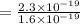 =\frac{2.3\times 10^{-19}}{1.6\times 10^{-19}}