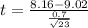 t=\frac{8.16-9.02}{\frac{0.7}{\sqrt{23} } }