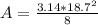 A = \frac{3.14 * 18.7^2}{8}