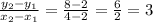 \frac{y_{2}-y_{1}  }{x_{2}-x_{1}  }= \frac{8-2}{4-2} =\frac{6}{2} =3