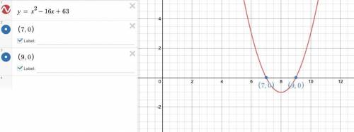 Solve: x^2 – 16x + 63 < 0 ​