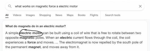 6. Which one of the following objects works on magnetic force? (A) Electric motor (B) Lever (D) Spri