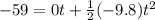 -59=0t+\frac{1}{2}(-9.8)t^2