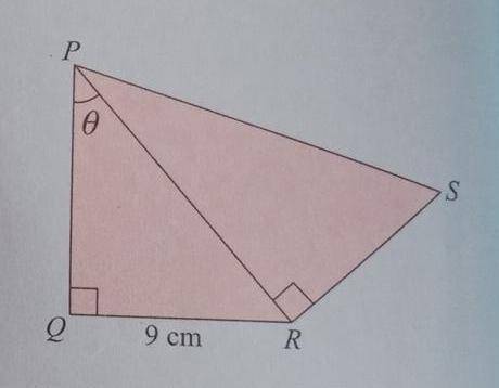 6. The diagram on the right shows right-angled triangles POR

and PRS. Given that tan 0 =
3
4
in em,