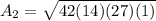A_2=\sqrt{42(14)(27)(1)}