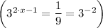 \left (3^{2 \cdot x - 1} = \dfrac{1}{9} = 3 ^{-2}\right)