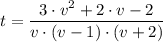 t = \dfrac{3 \cdot v^2+ 2\cdot v - 2}{v \cdot (v - 1) \cdot (v + 2)}