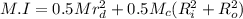 M.I=0.5M r_d^2+0.5M_c(R_i^2+R_o^2)