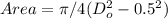 Area=\pi/4(D_o^2-0.5^2)