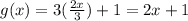 g(x) = 3(\frac{2x}{3}) + 1 = 2x + 1