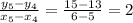 \frac{y_{5}-y_{4}}{x_{5}-x_{4}} = \frac{15-13}{6-5} = 2