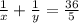 \frac{1}{x} + \frac{1}{y} = \frac{36}{5}