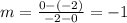m =  \frac{0 - ( - 2)}{ - 2 - 0}  =  - 1