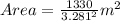 Area = \frac{1330}{3.281^2}m^2