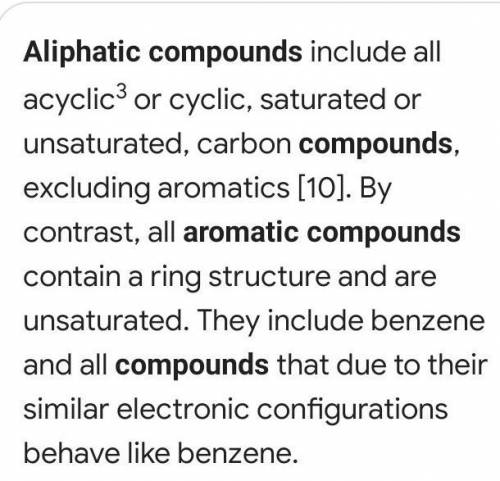 Aromatic compounds aliphatic compounds