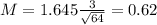 M = 1.645\frac{3}{\sqrt{64}} = 0.62