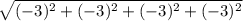 $\sqrt{(-3)^2 + (-3)^2 + (-3)^2 + (-3)^2 }$