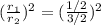 (\frac{r_1}{r_2})^2=(\frac{1/2}{3/2})^2
