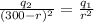 \frac{q_2}{(300-r)^2}=\frac{q_1}{r^2}