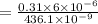=\frac{0.31\times 6\times 10^{-6}}{436.1\times 10^{-9}}
