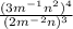 \frac{(3m^-^1n^2)^4}{(2m^-^2n)^3}