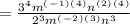 =\frac{3^4m^(^-^1^)^(^4^)n^(^2^)^(^4^)}{2^3m^(^-^2^)^(^3^)n^3}
