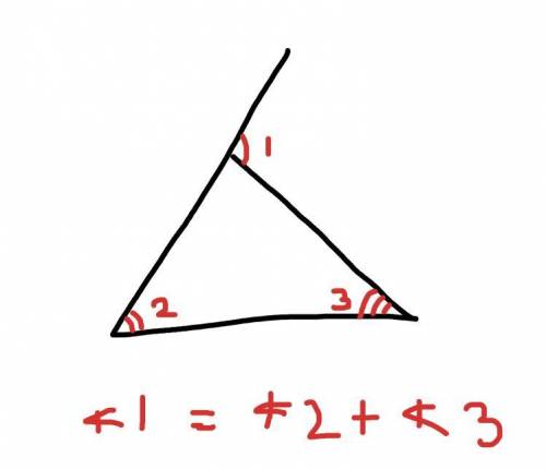 The measure of an exterior angle of a triangle is equal to the sum of the measure of the two  interi