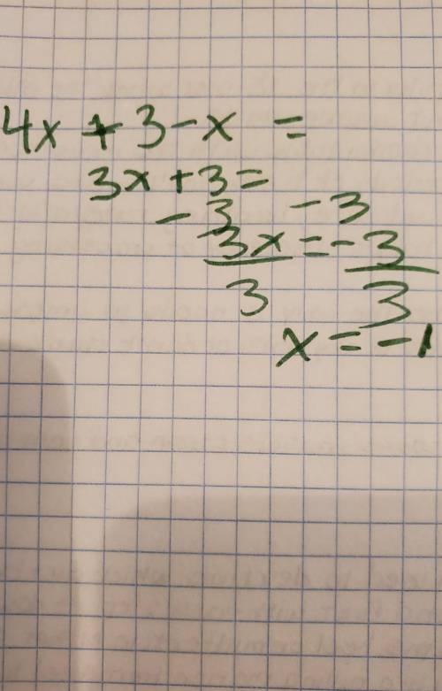 Simplify the expressions by combining like terms.30) 4x + 3-x = ​