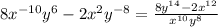 8x^{-10}y^6 - 2x^2y^{-8} = \frac{8y^{14} - 2x^{12}}{x^{10}y^8}