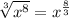 \sqrt[3]{x^8}=x^{\frac{8}{3}