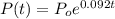 P(t) = P_o e^{0.092 t}
