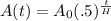 A(t)=A_0(.5)^{\frac{t}{H}