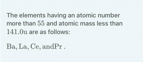 Write the symbol for every chemical element that has atomic number greater than 55 and less than 140