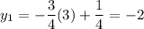 \displaystyle y_1 = -\frac{3}{4}(3)+\frac{1}{4} = -2