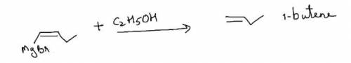 A Grignard reagent is prepared by reacting trans-1-bromo-1-butene with magnesium. What are the produ