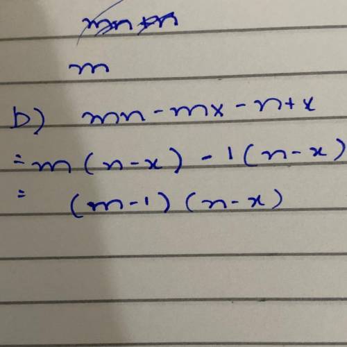 Factorize:a)x³-3x²+2x-6-xy+3yb)mn-mx-n+x​