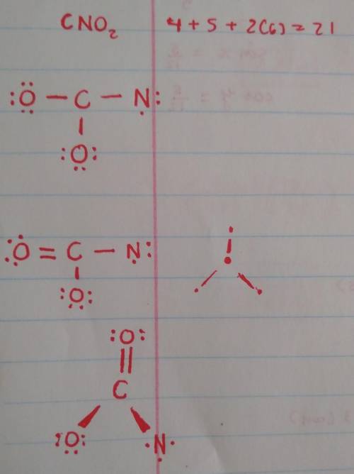 Given: CNO2

a) Draw the Lewis structures (Do not forget to show the calculation of the number of av