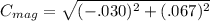 C_{mag}=\sqrt{(-.030)^2+(.067)^2}