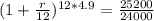 (1 + \frac{r}{12})^{12*4.9} = \frac{25200}{24000}