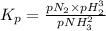 K_p = \frac{pN_2\times pH_2^3}{pNH_3^2}