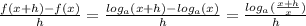 \frac{f(x+h)-f(x)}{h} = \frac{log_a(x+h)-log_a(x) }{h} = \frac{log_a(\frac{x+h}{x} )}{h}