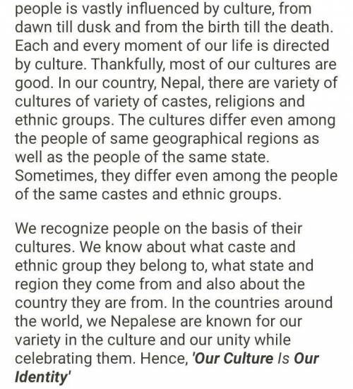 Our culture our identity essay​