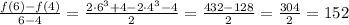 \frac{f(6)-f(4)}{6-4}=\frac{2\cdot6^3+4-2\cdot4^3-4}2=\frac{432-128}2=\frac{304}2=152