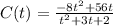 C(t) = \frac{-8t^2 + 56t}{t^2 + 3t + 2}
