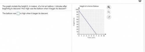 The graph models the height h, in meters, of a hot air balloon, t minutes after beginning to desc