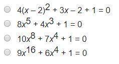 HURRY Which equation is quadratic in form?